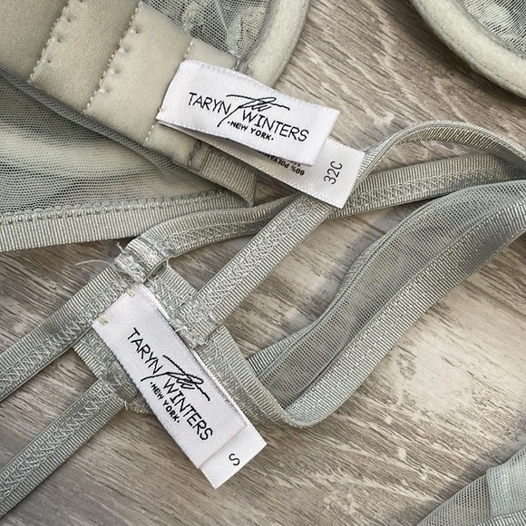 NWOT Taryn Winters Bespoke Floral Sequin Beaded Bra Thong Set 32C S - Picture 9 of 10